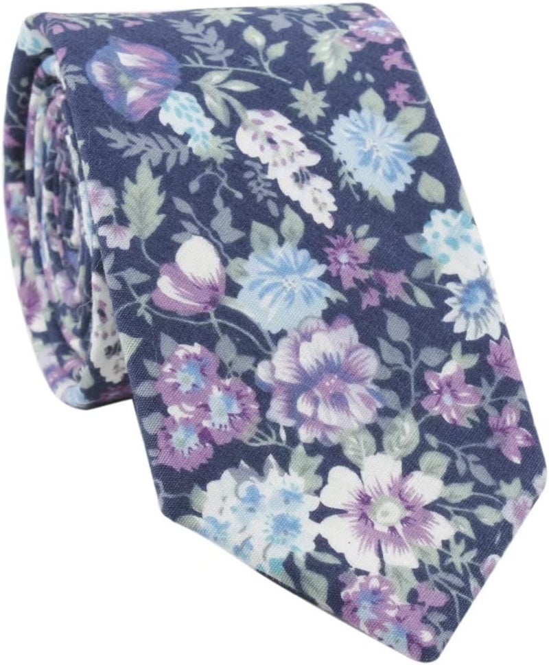 Elfeves Men's Skinny Solid Color Tie Causal Cotton Linen Narrow Slim cut Necktie - Image 1